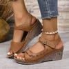 Women's Sandalias Summer Open Toe Platform Sandals Outdoor Casual Leather Sandalias Roman Style Wedge Sandals for Women