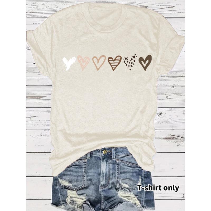 Women's Summer Premium Sense of Fashion Heart Pattern New Short-sleeved T-shirt
