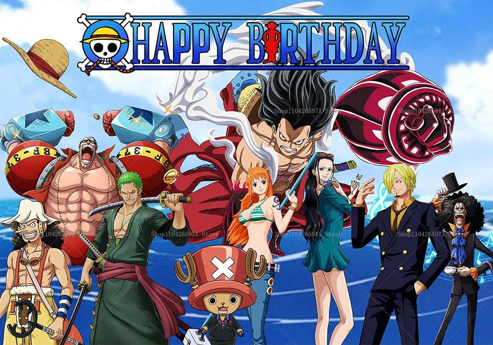 One Piece Luffy Pirate Cartoon Background Anime Adventure Decor Kids Birthday Baby Shower Party Wall Photography Banner Props