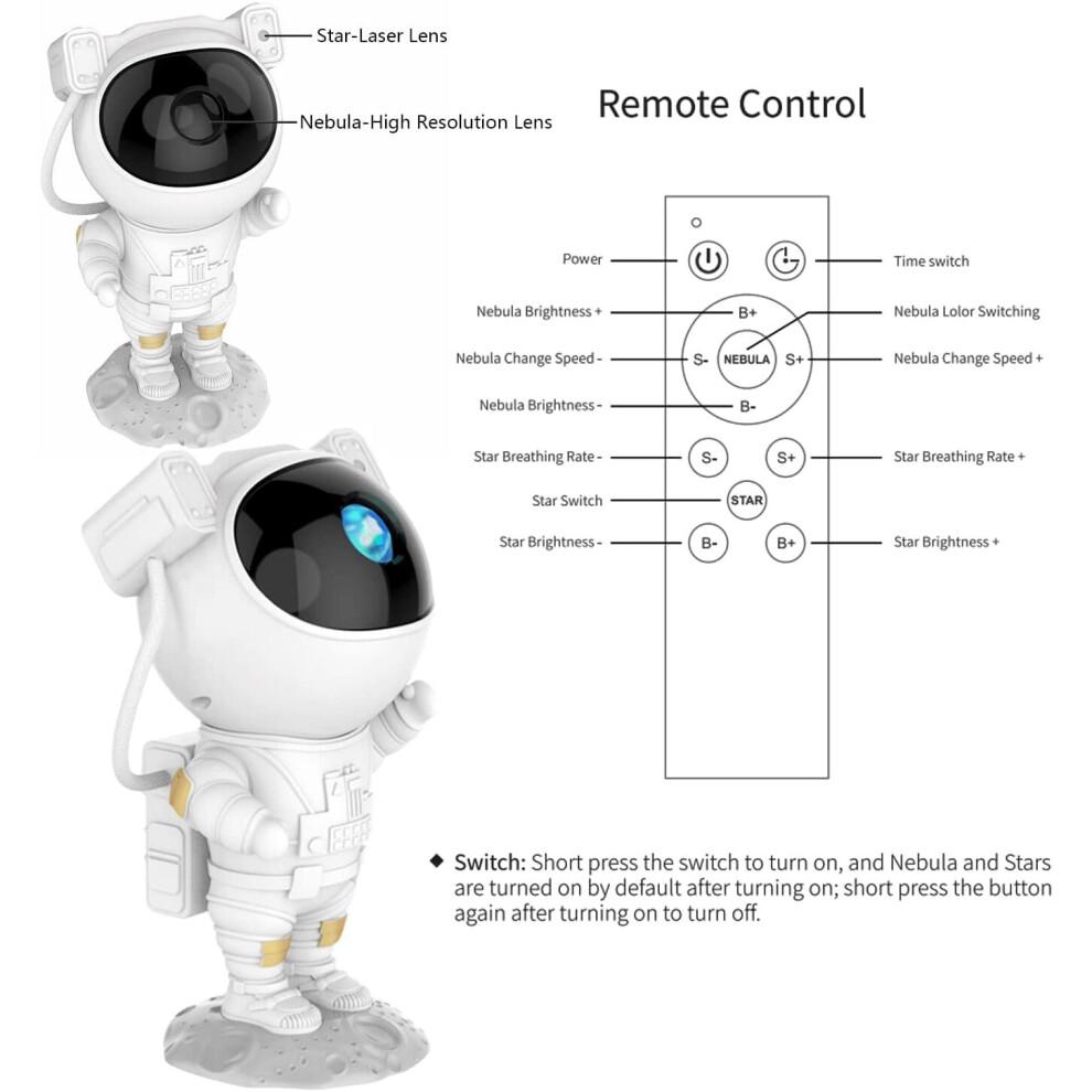 Astronaut Starry Galaxy Projector Night Light Lamp Space Nebula Star