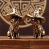 Solid Brass Copper Cat Ornament – Desktop Tea Ceremony Pet