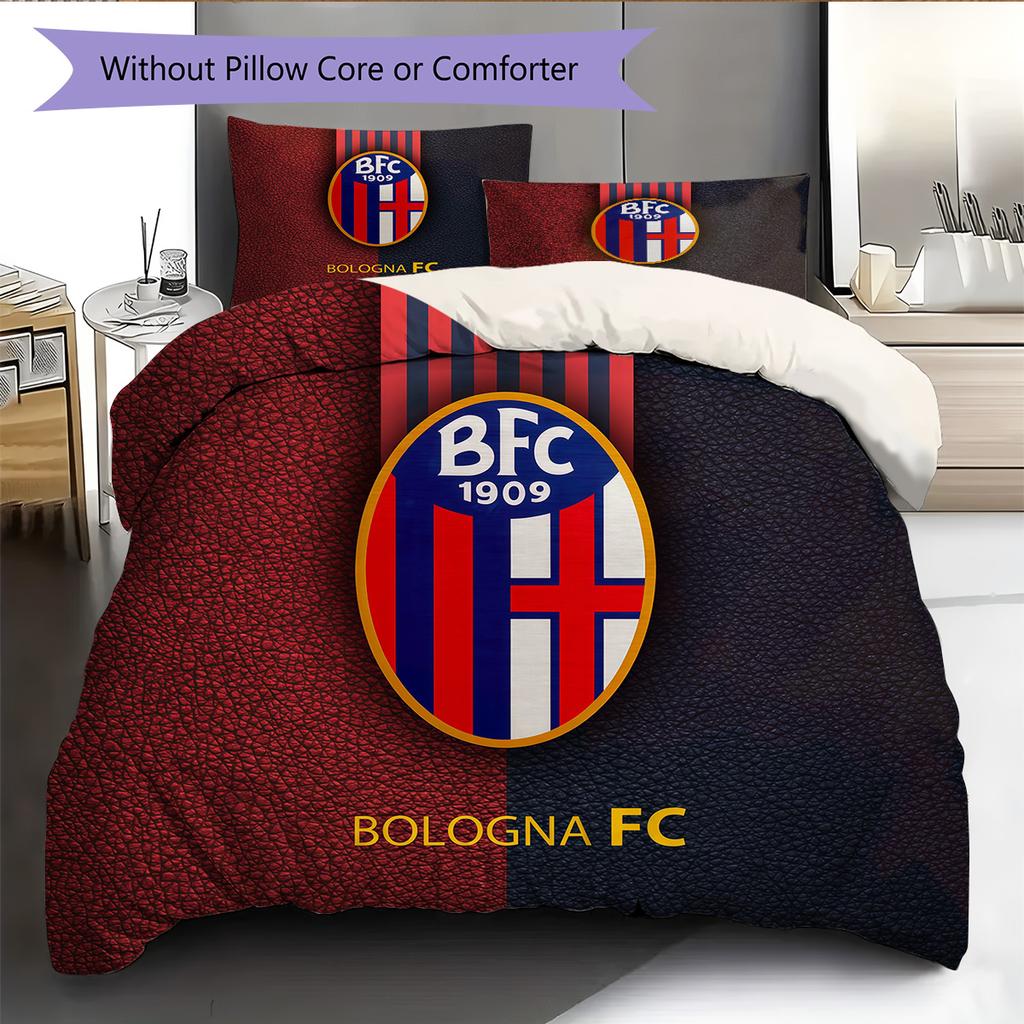 Bologna FC Pattern Bedding Quilt Set Home Decoration Gift (1 * duvet cover + 2 * pillowcase without core).xwn