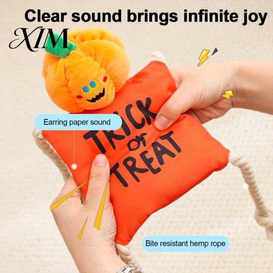 Pumpkin Ghost Halloween Pet Gifts Dog Squeaky Chew Toy, Funny Grim Reaper Spider Soft Fabric Toys for Puppy Teething Plush Stuffed Toy Small, Medium,
