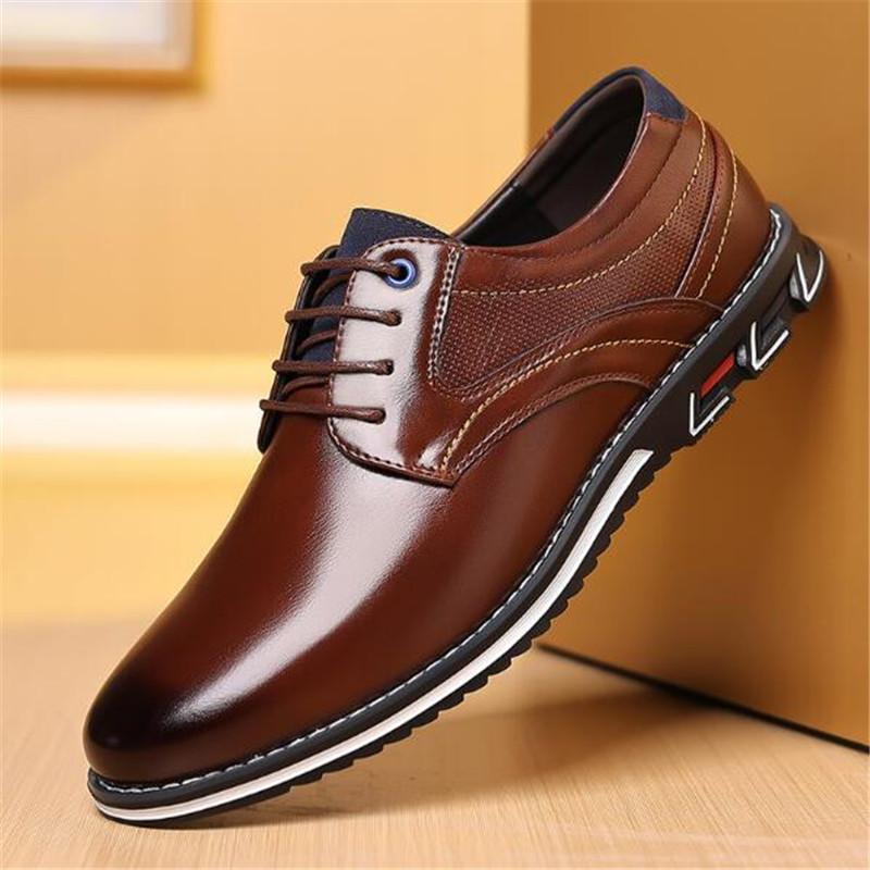 Fashion Men Casual Shoes Fashion Brand Classic Casual Men Pu Leather Shoes Black Hot Sale Breathable Business Lace-Up Men Shoes Big Size