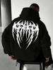 S Fashion Hoodie Black Color Multiple Specifications Available Polyester Material Stylish Abstract Wing Flame Design On Back Suita