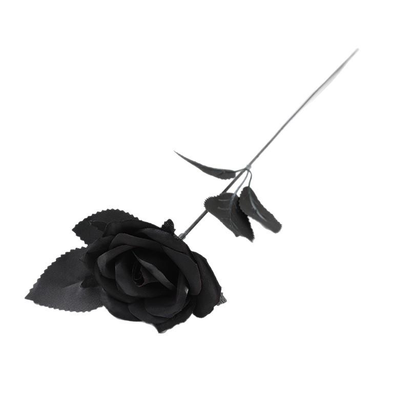 Fiori Finti di Halloween Rosa Nera Rosa Artificiale Decorazione Festiva Fiore Finto Vendita Calda Singola Rosa Nera