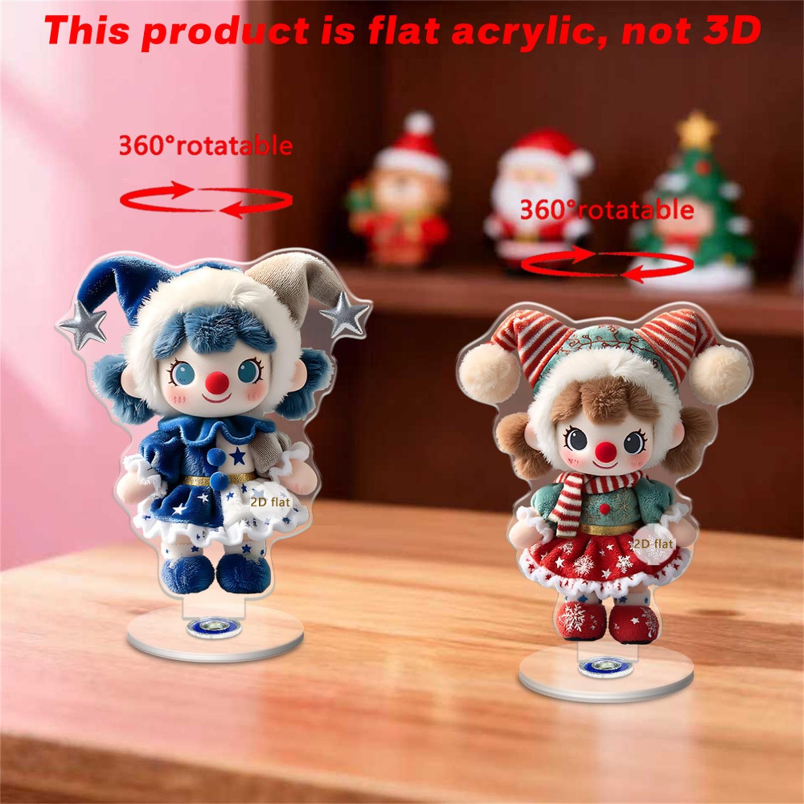 

Christmas Cute Red And Blue Clown Festival Atmosphere 2D Acrylic 360 Rotating Ornament Gift Ornament One Size