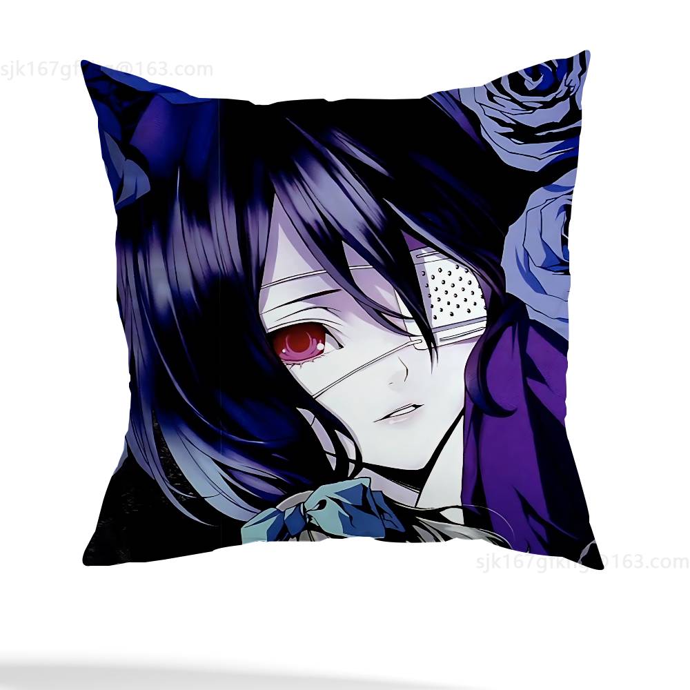 A-Another Mei Misaki Pillow Case Square Double-Sided Printing Short Plush Sofa Cushion Cover Bedroom Bedside Pillow
