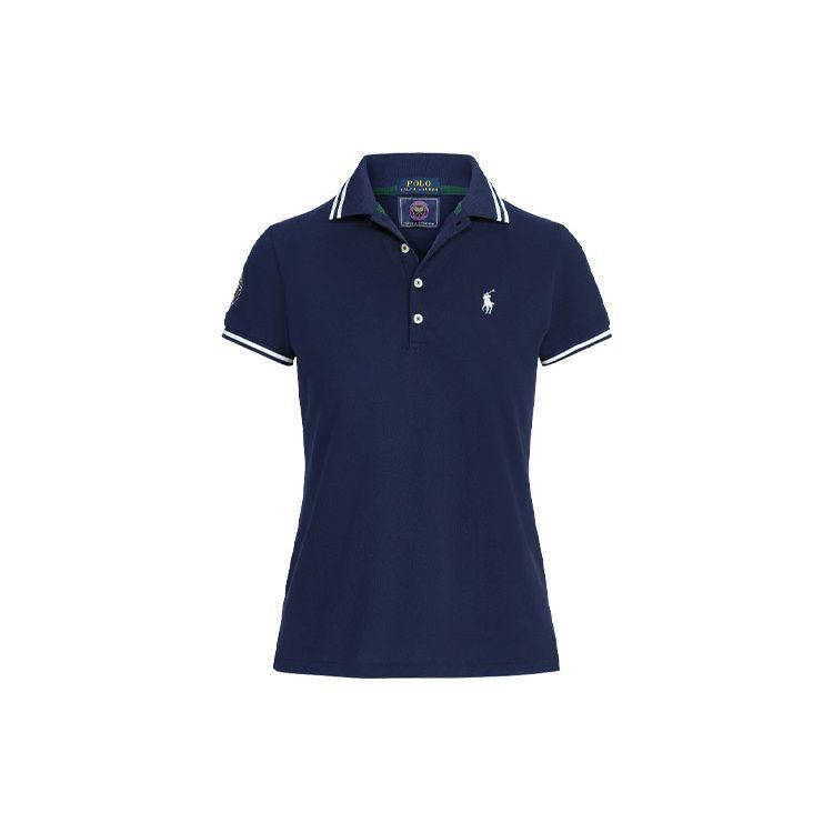 

Polo Ralph Lauren Однотонная полосатая рубашка поло с вышивкой логотипа, повседневная, с коротким рукавом, женская, топы, темно-синий WMPOKNINCU20424-410 M