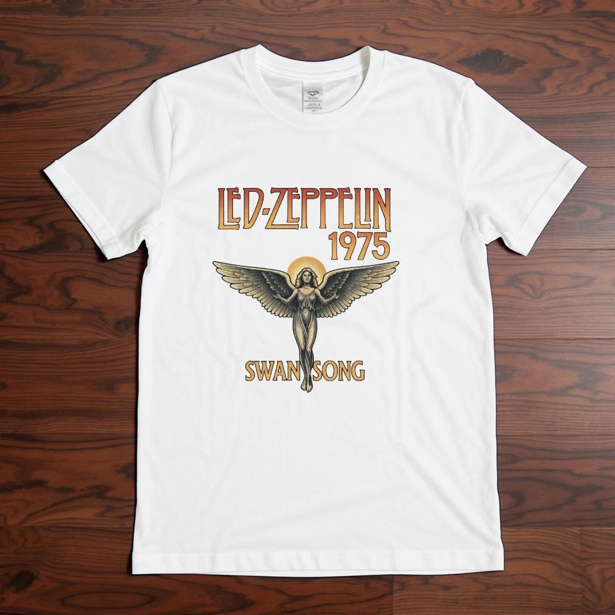 

Led Zeppelin 1975 Swan Song Angel T-Shirt Black Vintage Rock Band Tee L