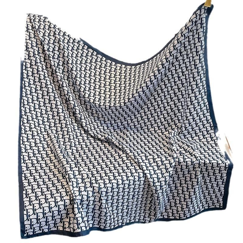 Spring and Autumn Summer Fashion Big Square Scarf Letter Silk Scarf Long Decorative Scarf Shawl Scarf Hairband Women