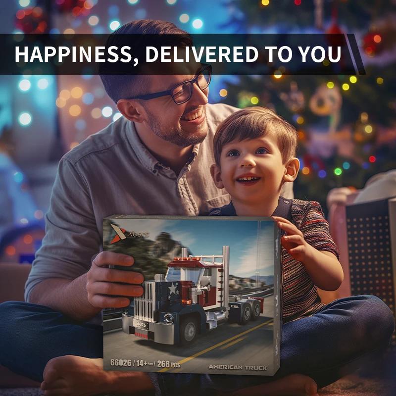 268PCS Blocuri de Construcție Cap Camion American Creative Conectabile Model Remorcă Container Cărămizi Jucării DIY Pentru Copii Cadouri de Sărbători