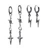Gothic Punk Style Metal Drop Earrings Thorns Iron Star Cross Lightning Pendientes Fashion For Women Men Rock Jewelry