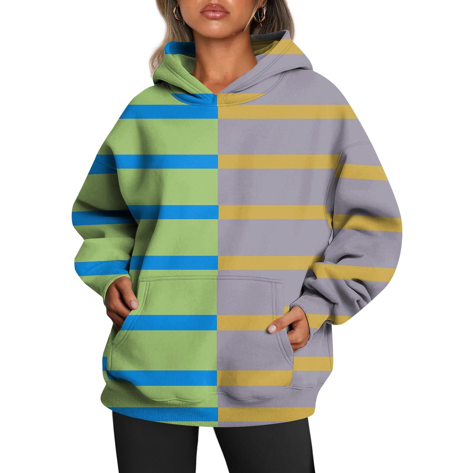 Женские толстовки с капюшоном большого размера с длинным рукавом с принтом — фото 8