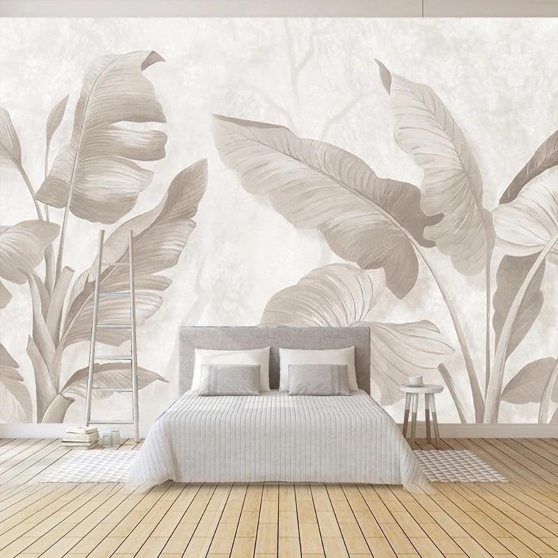 Vintage Nordic Style 3d Wall Mural Hand-Painted Plant-Wood Grain Wall Paper Living Room Bedroom Fresco Home Decor