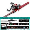 Red ML Power Long Cast Baitcasting & Spinning Rod Set with Integrated Handle