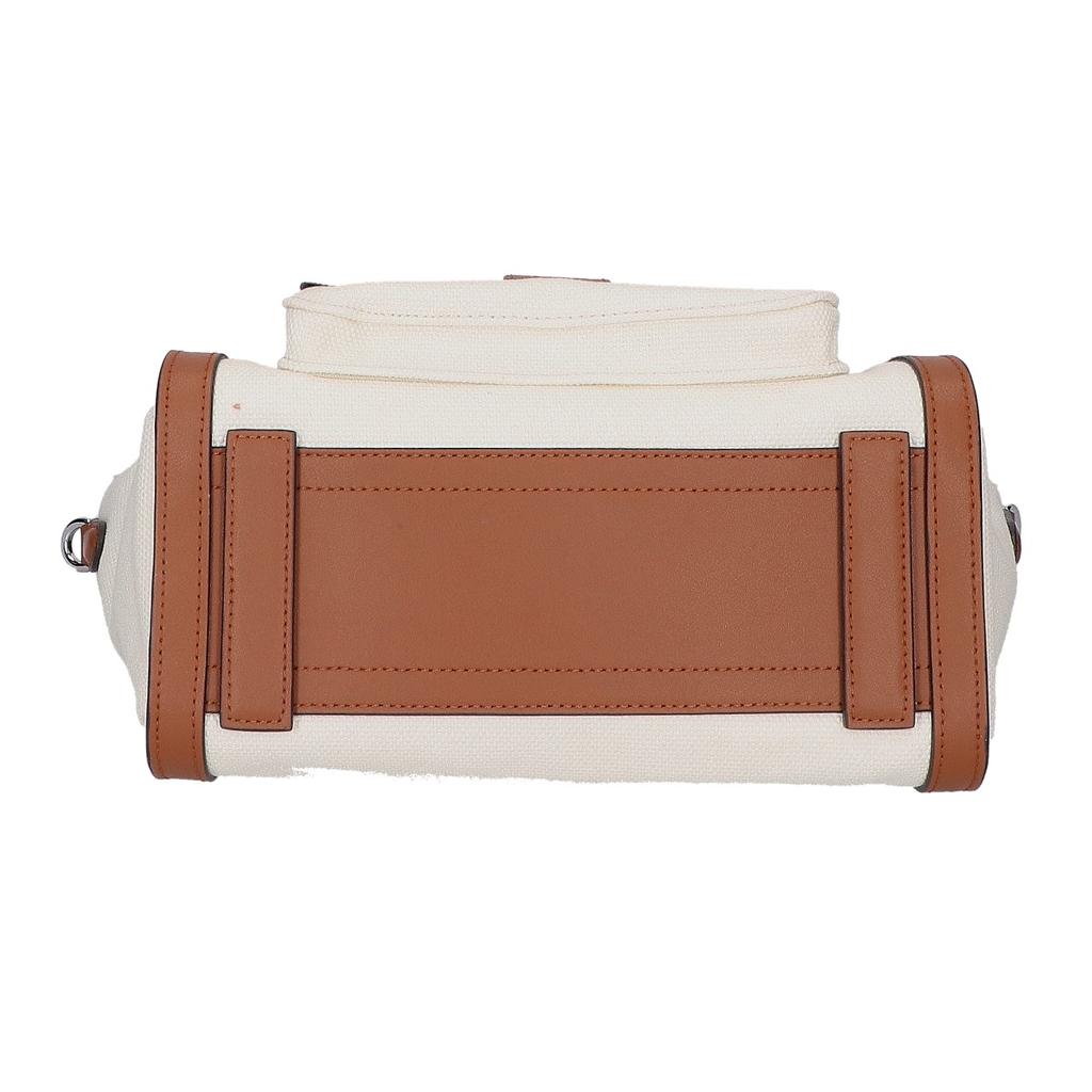 Lauren Ralph Lauren [Excellent Condition] Canvas X Leather Medium Tyler 2-Way Shoulder Bag Tote Bag White / brownUsed