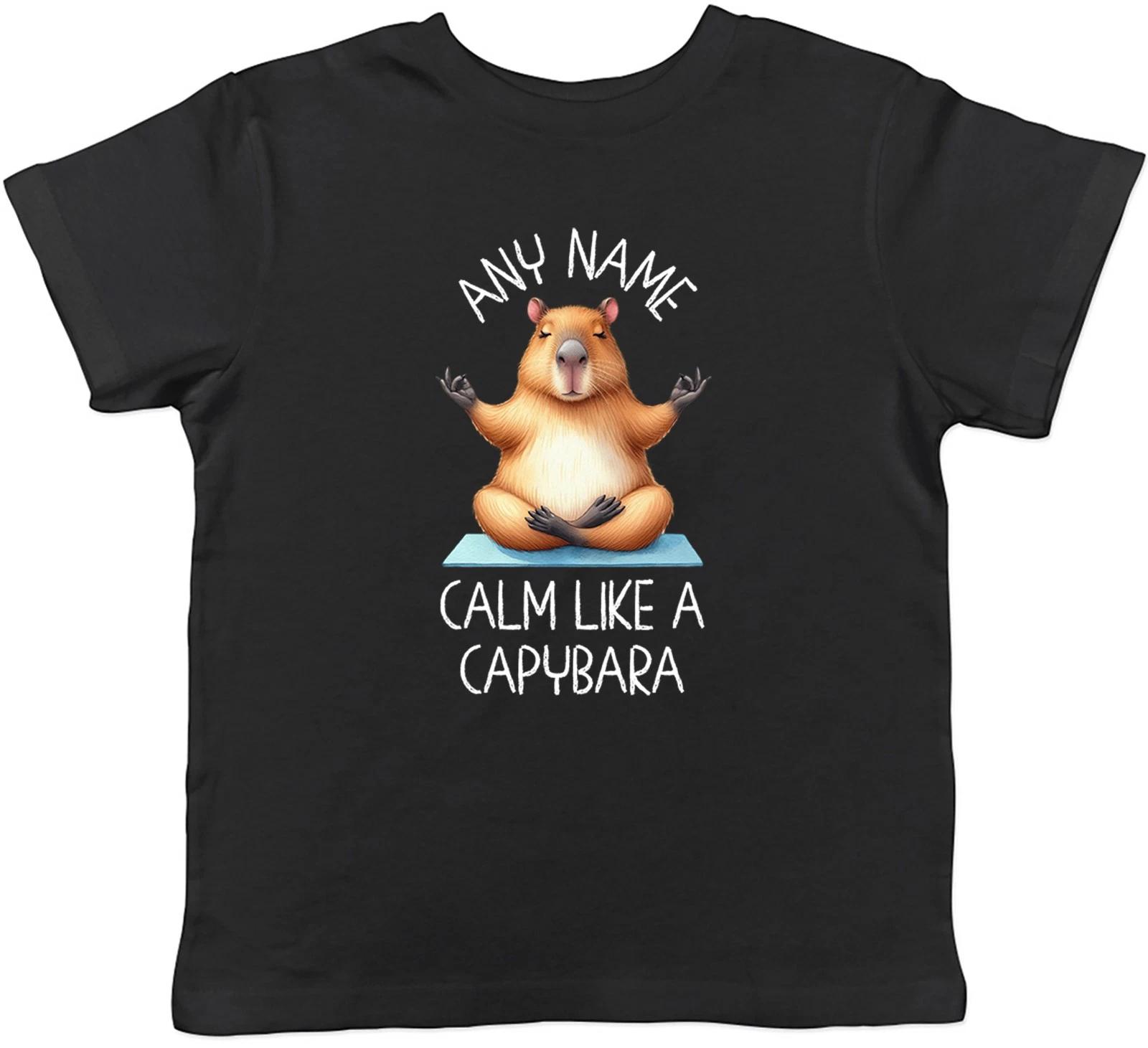 Personalised Calm Like a Capybara Yoga Meditation Kids T-Shirt Boys Girls Gift 100