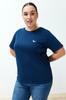 Women's Fashion Plus Size T-Shirt Crew Neck Short Orange Slit and Ruffle Detailed Boyfriend Knitted T-shirt