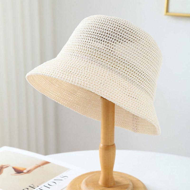 Women's Summer Sunshade Bucket Hat Travel, Round Top Breathable Cool Hat, Korean Style Short Brim Elegant Fashion Fisherman