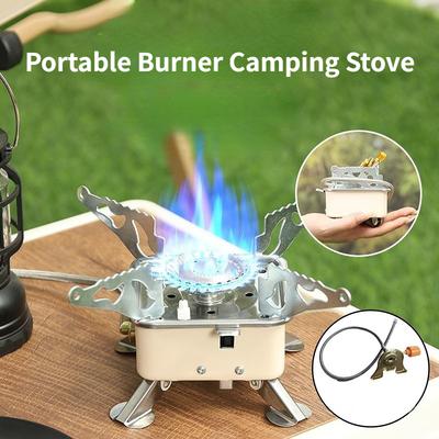 Portable Burner Camping Stove Windproof Foldable Mini Heater Gas Tank Stove for Hiking Picnic BBQ Cooking Outdoor Equipment