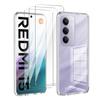 [3 Vetri + 1 Custodia] Custodia Trasparente HD 4in1 per Redmi 15 4G/5G (6,9") Custodia per Telefono Ultra Sottile 15C 4G 5G + 3 Pezzi Pellicola in Vetro Temperato Copertura Morbida in TPU