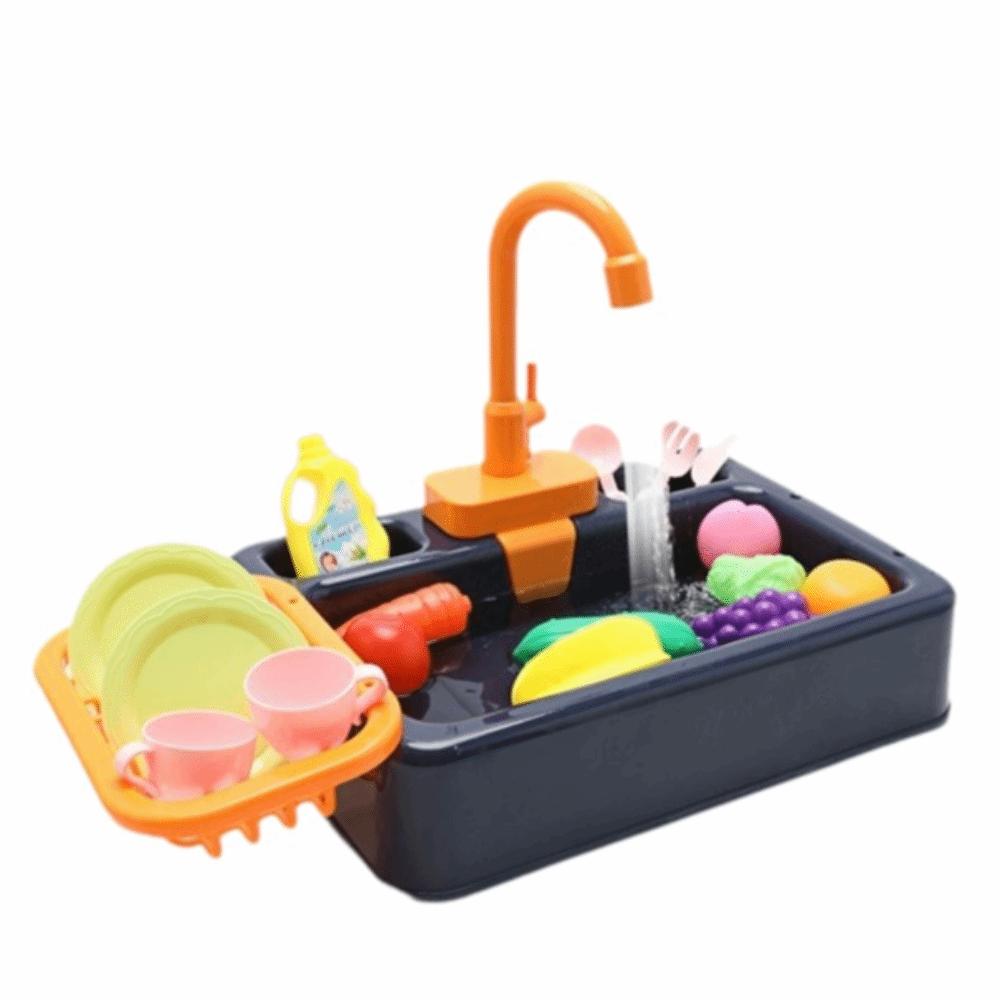 

A Set Durable Toy Sink Interactive Kitchen Simulation Toy High Quality Dishwasher Toy Children темно-синього кольору