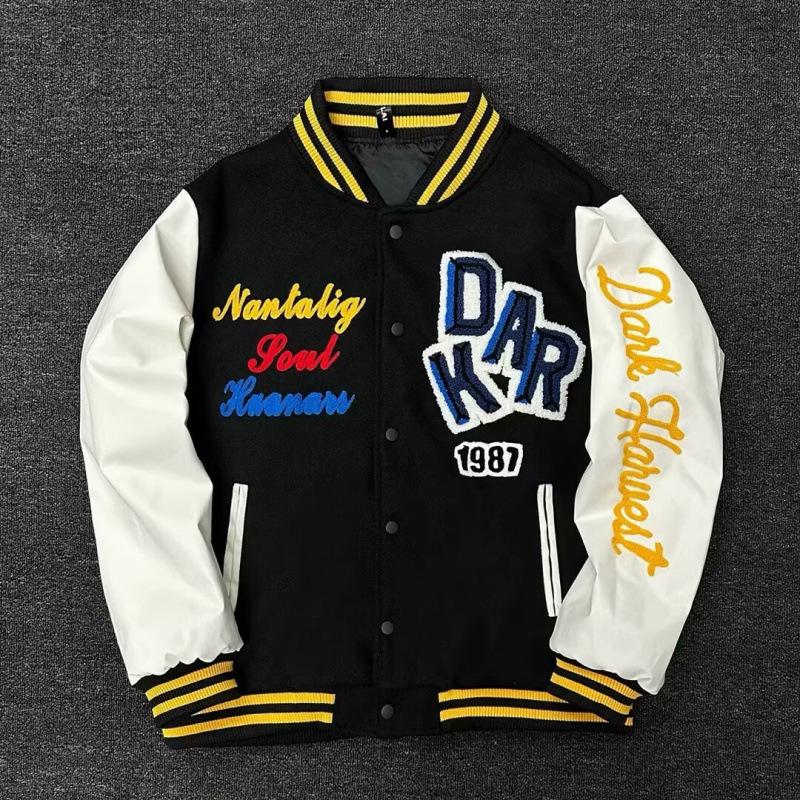 AC Milán Pevná Vyšívaná Kožená Baseballová Bunda