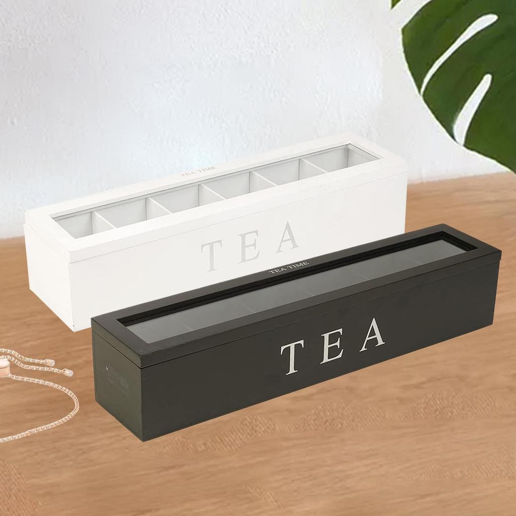 Tea Box Coffee Tea Bag Teacup Infuser Storage Holder Organizer Set Lid 6 Compartments Cabinets Home Tea Kitchen
