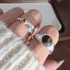 Xiaomi 925 Sterling Zilveren Ringen Voor Vrouwen Geometrische Fijne Sieraden Vinger Verstelbaar Eenvoudige Bruine Steen Ring Voor Feest Verjaardagscadeau