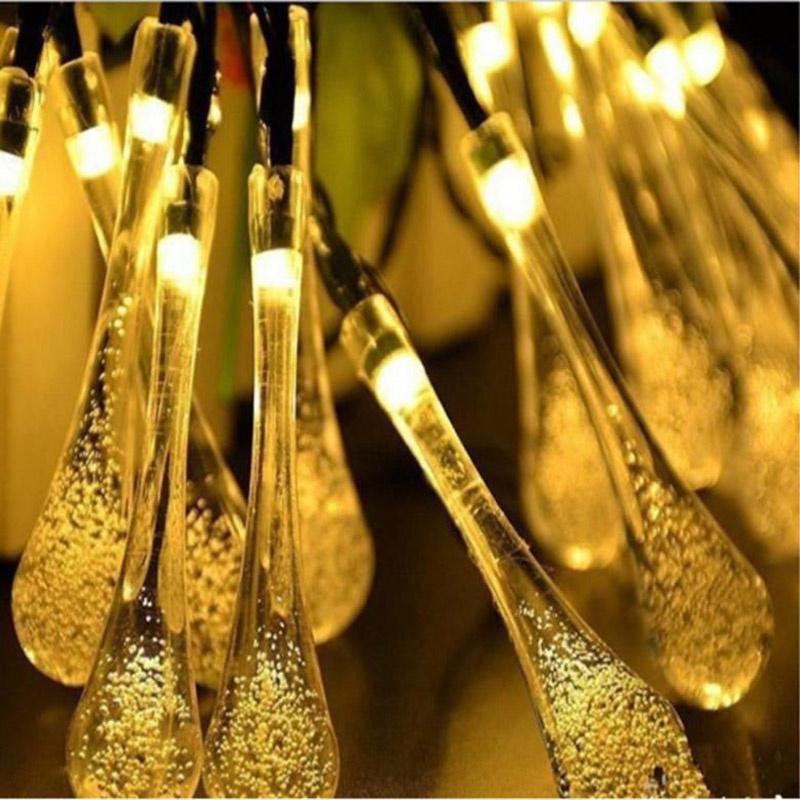 LED Water Droplets String Lights Waterproof Outdoor Decoration Battery Power Garland Fairy Lights Christmas Wedding Party Garden