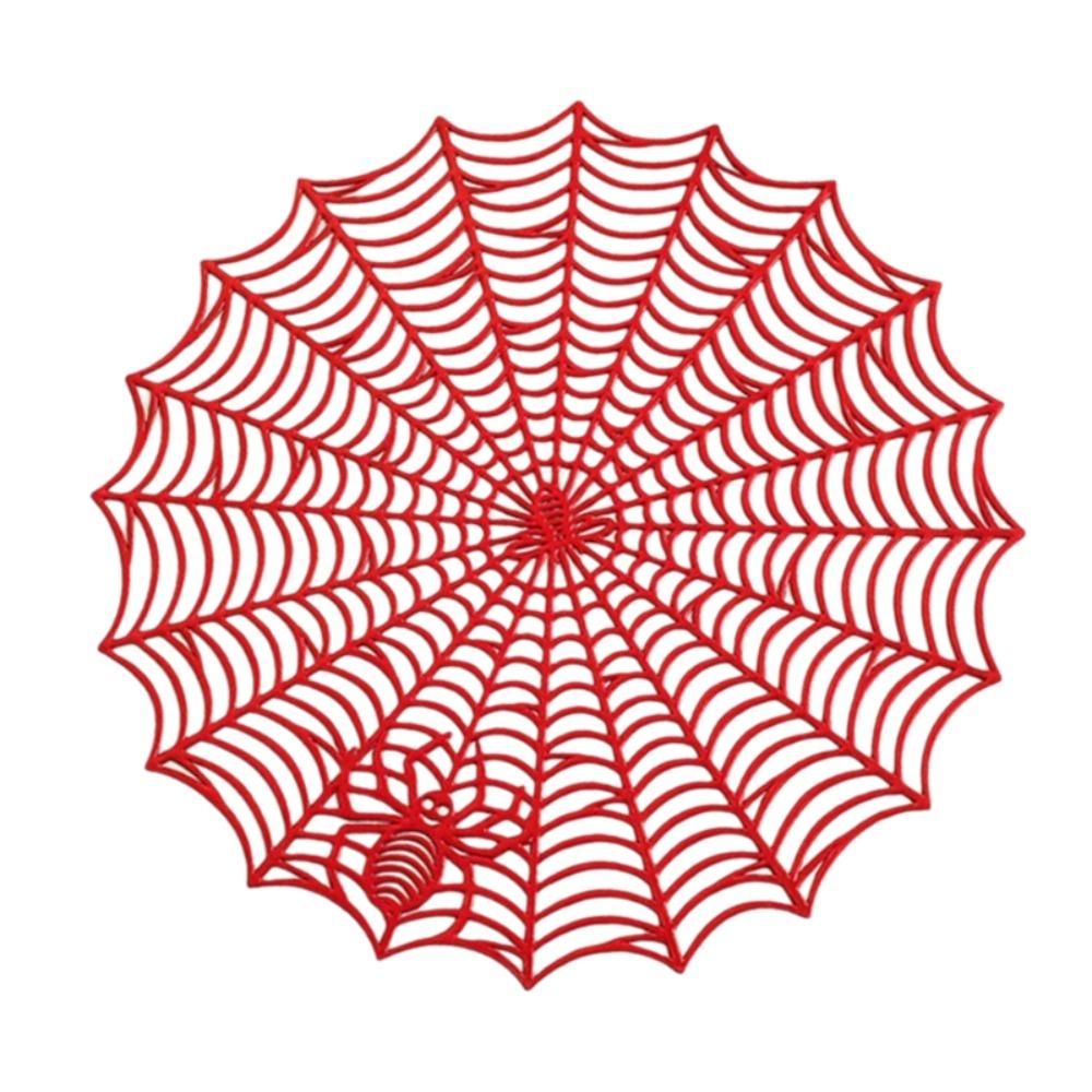 4PCS Hollow Out Spider Web Coaster Non-slip Cup Mat Halloween Spider Web Placemat Dining Table 10 cm/3.94 in красный