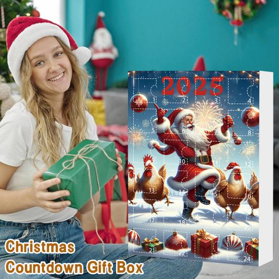 2025 Christmas Advent Calendar Chicken Ornaments 24 Days Countdown Calendar Christmas Tree Decoration 2D Acrylic Collectible Cartoon Chicken Set