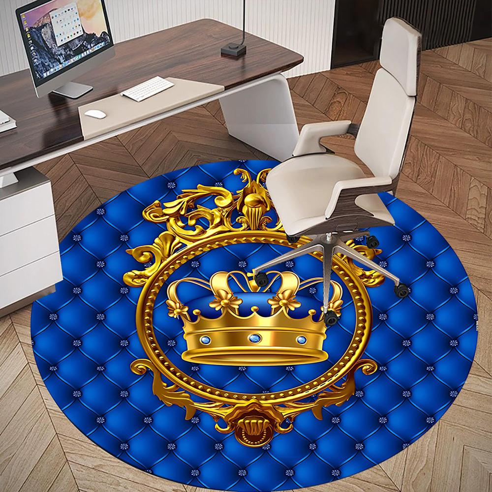 1pc Crown Royal Round Chair mat Area Rug - Non-Slip, Floor Mat for Office, Bedroom, and Indoor Decor c1125591