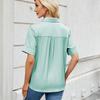 Women's Short-sleeved T-shirt Spring and Summer New Shirt Row Buckle Imitation Denim Short-sleeved Loose Shirt