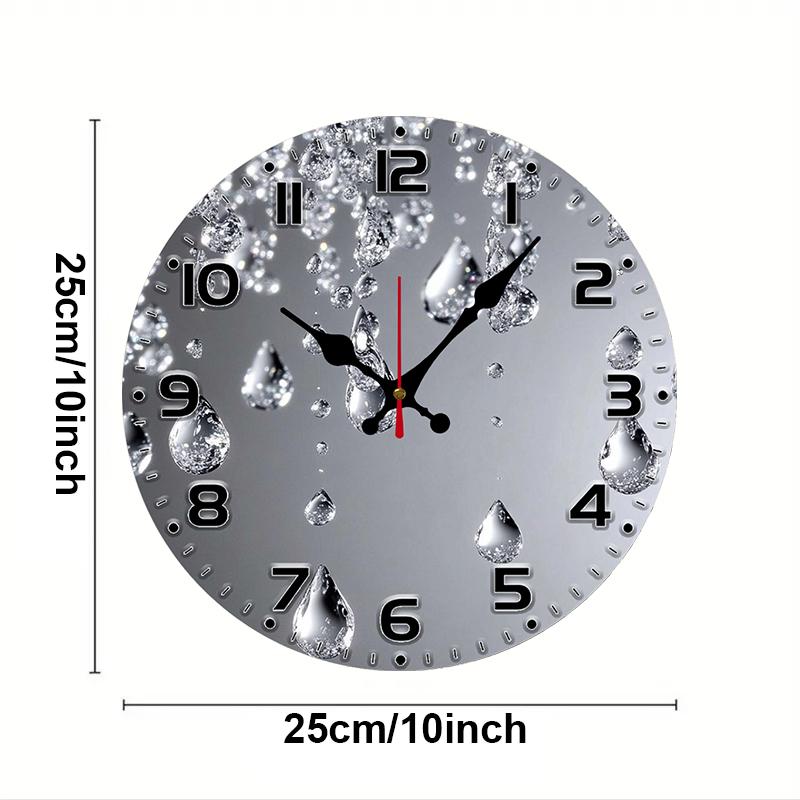 Crystal Drop Wooden Round Silent Hanging Wall Clock, Suitable For Living Room, Office, Study Room, Bedroom, Home Decoration