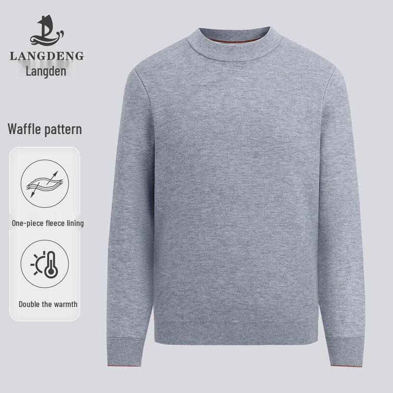 Landun Men s Warm Waffle Knit Round Neck Sweater L