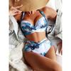 Bikini Sexy a Triangolo Vita Alta 2026 Costume da Bagno Tie Dye da Donna Costumi da Bagno Push Up Costume da Bagno Stampato da Donna Allacciatura Posteriore Beachwear