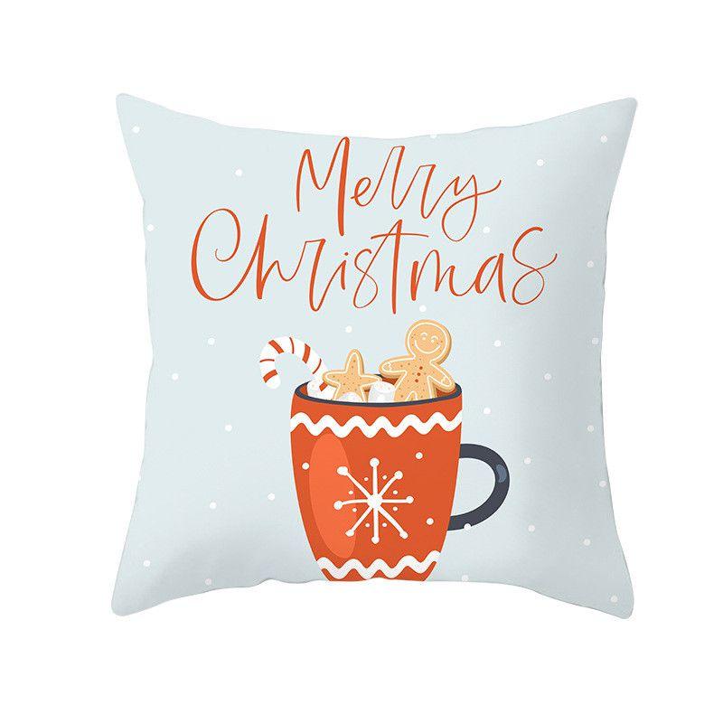 Polyester Peach Skin Christmas Cushion Cover 18" For Sofa Decor**