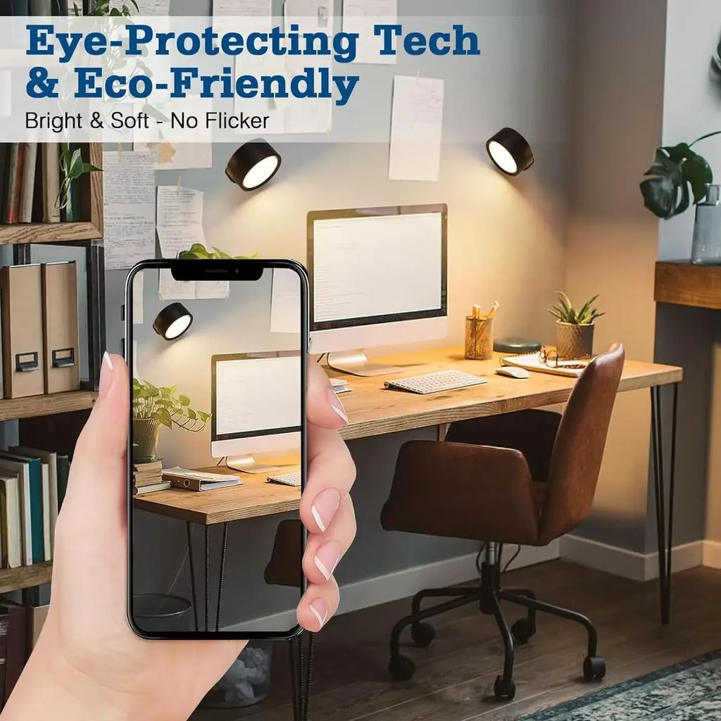 Rechargeable Wireless Wall Lamp,LED Wall Sconce 360° Rotation Nordic Modern Nordic Bedroom Lighting for Hallway Corridor Stairs