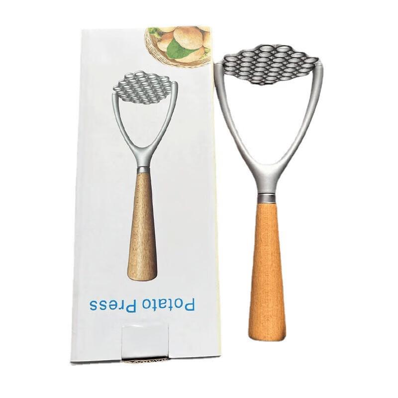 Premium Aluminum Alloy Potato Masher with Oak Handle