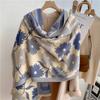 0G thickened version retro bird scarf women's winter high-end warm scarf imitation cashmere shawl