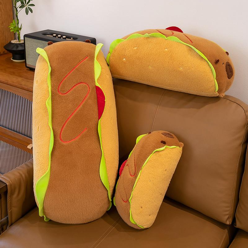 35/50Cm Cartoon  Dog Style Capybara Long Strip Pillow Plush Stuffed Doll Toy Cute Home Desktop Decoration Ornament Kids Gift