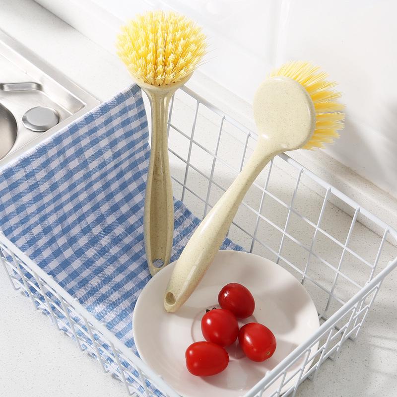 Wheat Straw Long Handle Non-Stick Pot Cleaning Brush