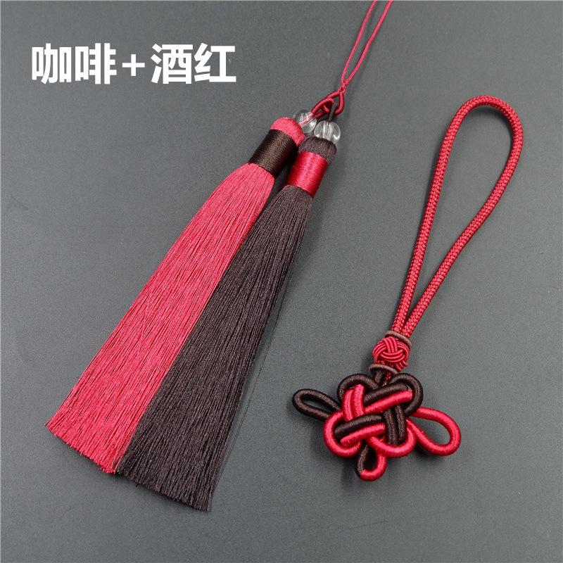 Ciucure Bicolor Combinație Nod Chinezesc, Ciucure Stil Chinezesc Anti-Rid, Ciucure Nod Chinezesc, Pandantiv Stil Etnic, Ureche Mătase de Gheață.