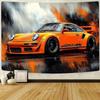 2D Plane a Single-piece Animated Orange Sports Car Background Banner Very Suitable for Photo Studios and Birthday Celebrations