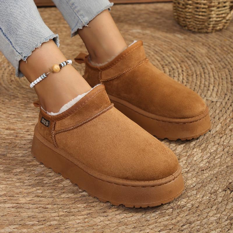 Women's Ankle Boots with Suede Upper and Short Plush Lining. Simple and Versatile Style. Suitable for Casual Wear Snow Boots.