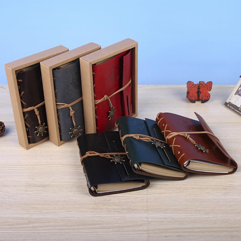 Retro Notebooks & Journals Agenda Binder Sketch Book Leather Soft Cover 14X10Cm Replaceable Kraft Paper Inner Korean Stationery