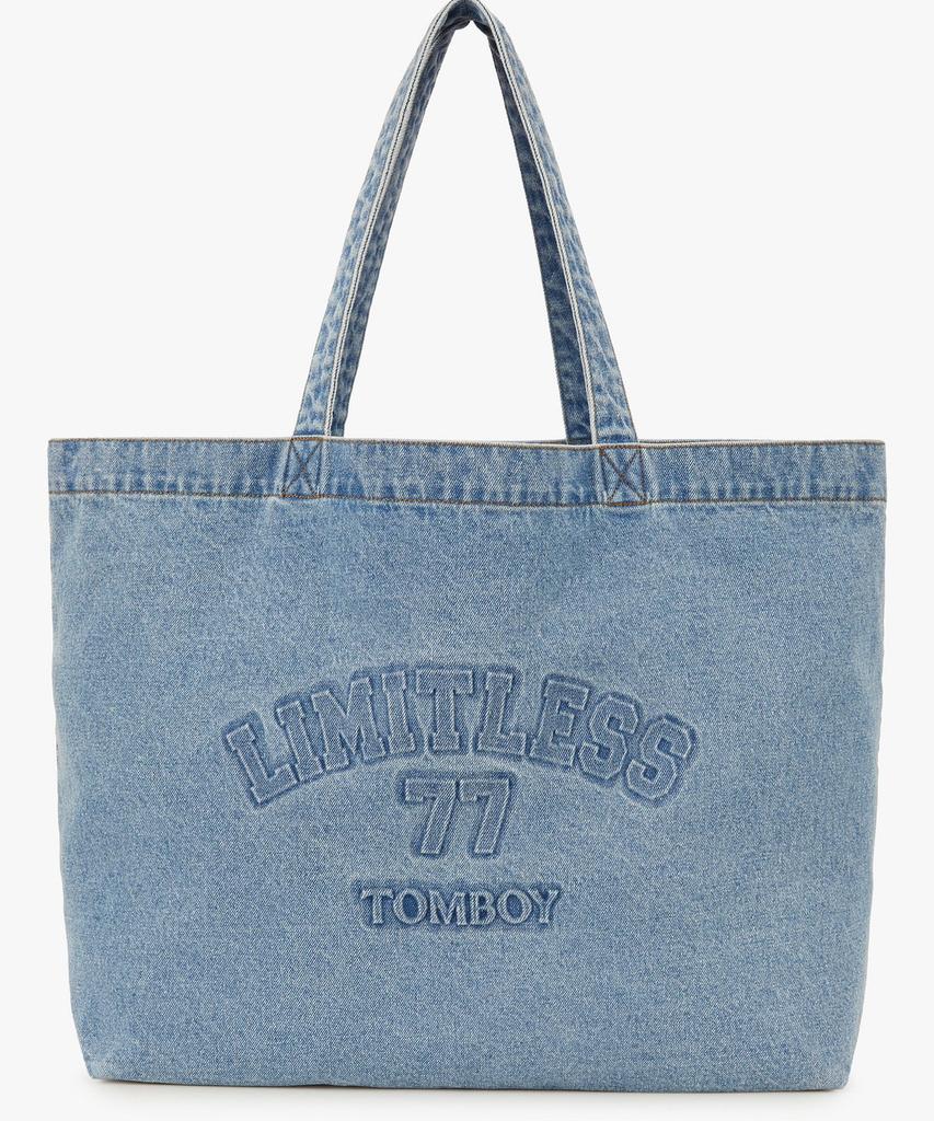 Studio Tomboy Denim Embossed Print Shoulder Bag_Indigo_9176470988