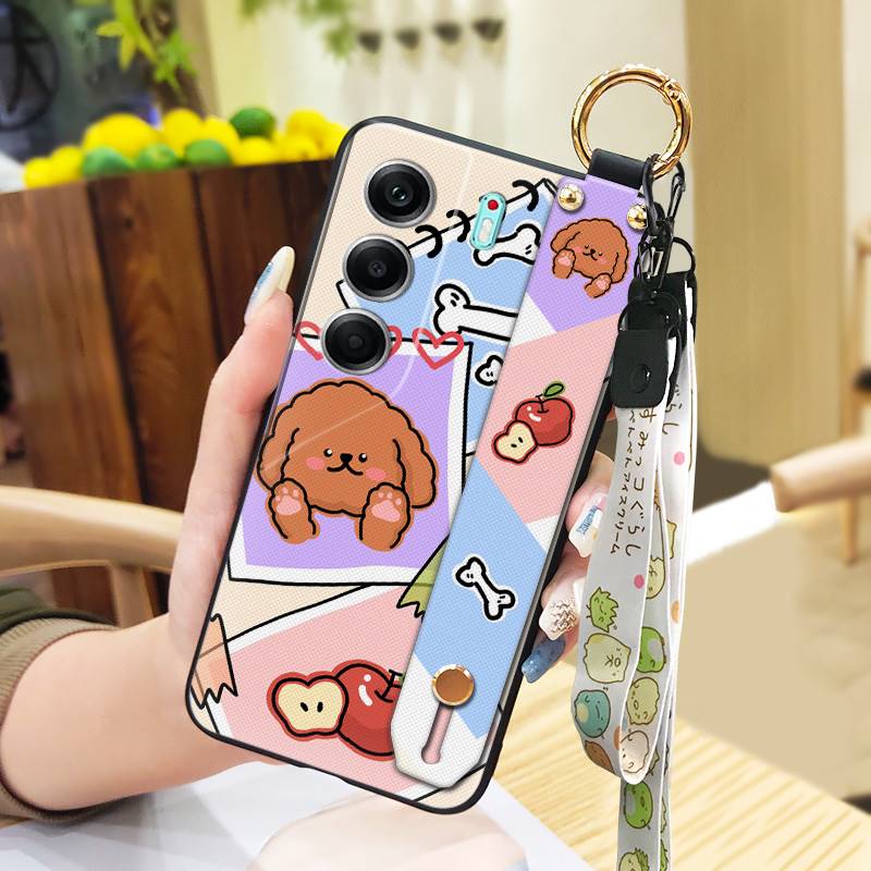 Shockproof Lanyard Phone Case For Tecno Camon40 4G/CM5 Wrist Strap Waterproof Silicone Wristband Cartoon Phone Holder